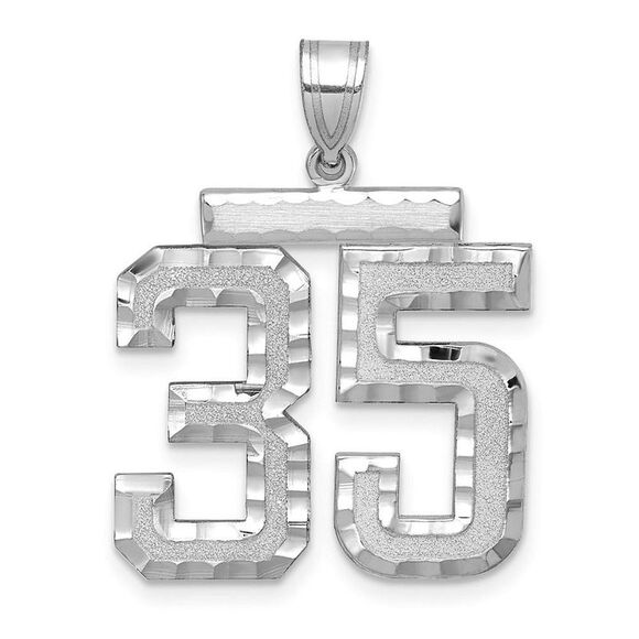 14k White Gold Varsity Collection Large D/C Pendant Number 35